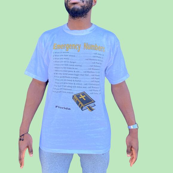 Bible emergency numbers tee - Picture 1 of 4